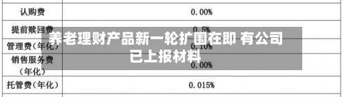 养老理财产品新一轮扩围在即 有公司已上报材料