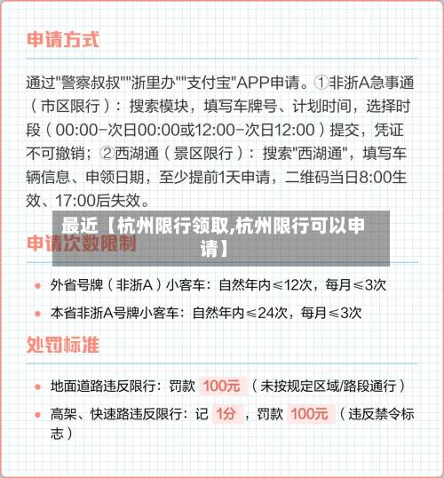 最近【杭州限行领取,杭州限行可以申请】