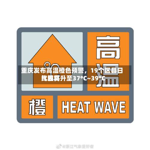 重庆发布高温橙色预警，19个区县日比较高气温将升至37°C~39°C
