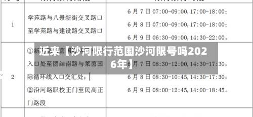 近来【沙河限行范围沙河限号吗2026年】-第3张图片