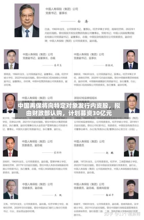 中国再保将向特定对象发行内资股	，拟由财政部认购，计划募资30亿元-第3张图片