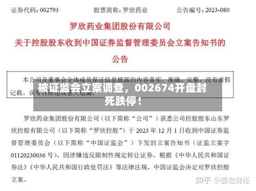 被证监会立案调查，002674开盘封死跌停！-第2张图片