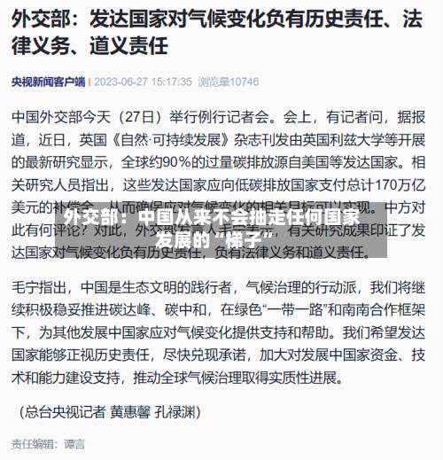 外交部：中国从来不会抽走任何国家发展的“梯子”