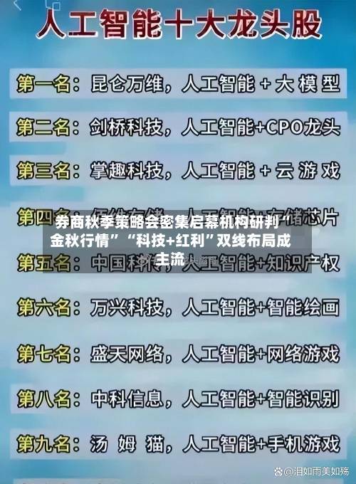 券商秋季策略会密集启幕机构研判“金秋行情” “科技+红利”双线布局成主流-第2张图片