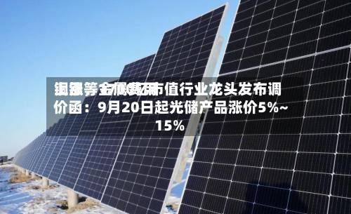 铜银等金属费用上涨，1700亿市值行业龙头发布调价函：9月20日起光储产品涨价5%~15%-第2张图片