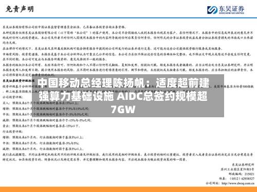 中国移动总经理陈扬帆：适度超前建强算力基础设施 AIDC总签约规模超7GW-第2张图片