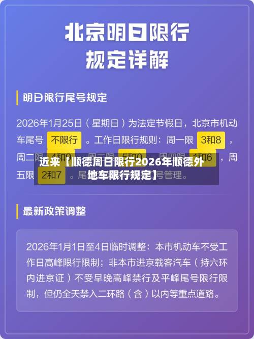 近来【顺德周日限行2026年顺德外地车限行规定】